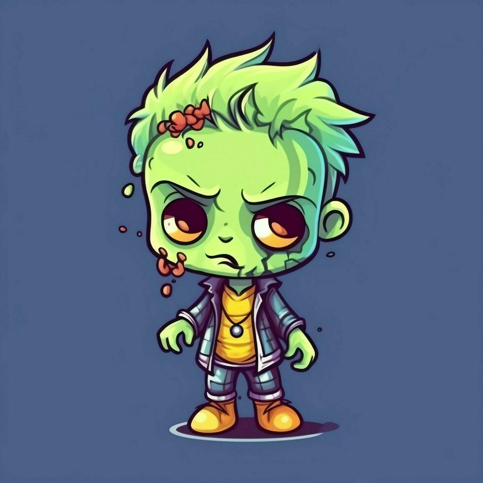 A creepy zombie in cartoon style. A scary zombie resurrection and crawling for halloween celebration. Halloween concept by AI generated photo