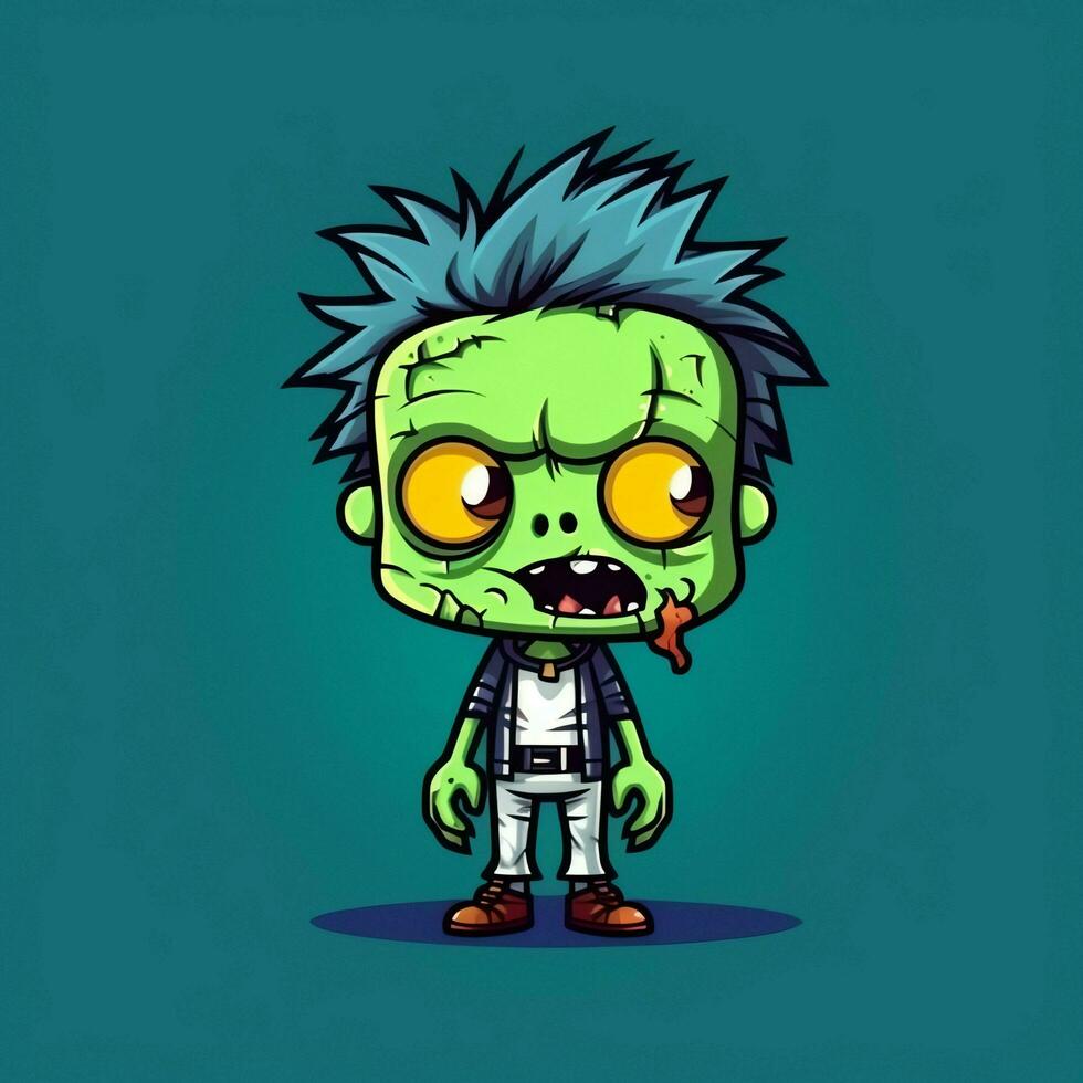 A creepy zombie in cartoon style. A scary zombie resurrection and crawling for halloween celebration. Halloween concept by AI generated photo