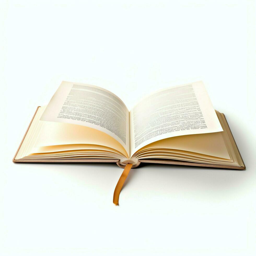 Overhead view of open book with empty blank white pages. Notebook composition for catalog, magazines concept by AI Generated photo