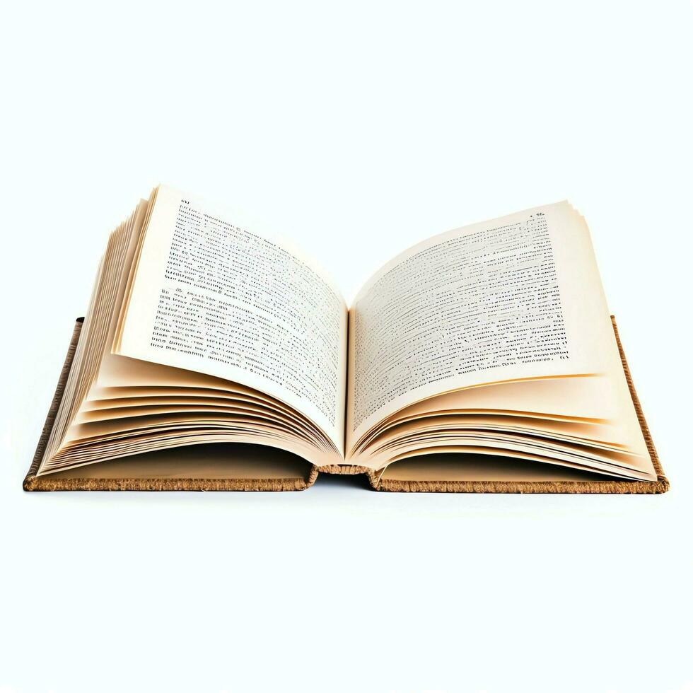 Overhead view of open book with empty blank white pages. Notebook composition for catalog, magazines concept by AI Generated photo