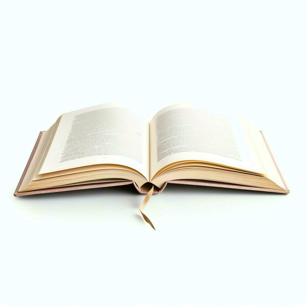 Overhead view of open book with empty blank white pages. Notebook composition for catalog, magazines concept by AI Generated photo