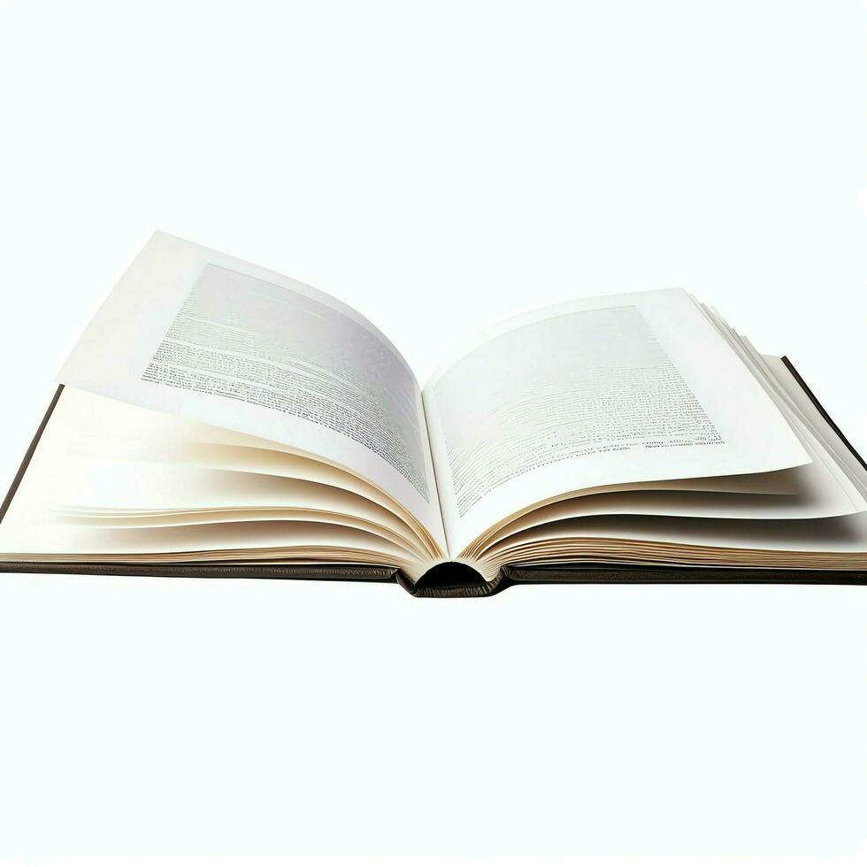 Overhead view of open book with empty blank white pages. Notebook composition for catalog, magazines concept by AI Generated photo