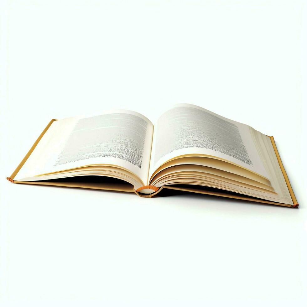 Overhead view of open book with empty blank white pages. Notebook composition for catalog, magazines concept by AI Generated photo