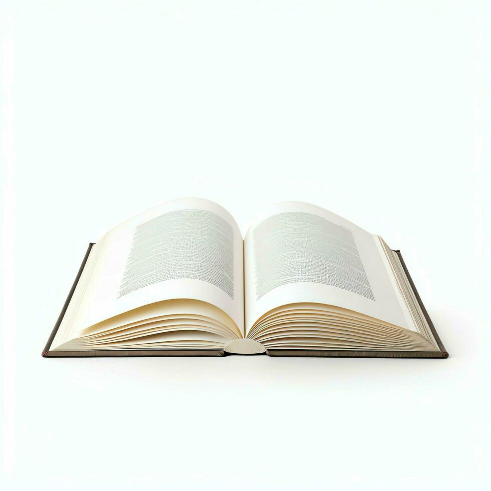 Overhead view of open book with empty blank white pages. Notebook composition for catalog, magazines concept by AI Generated photo