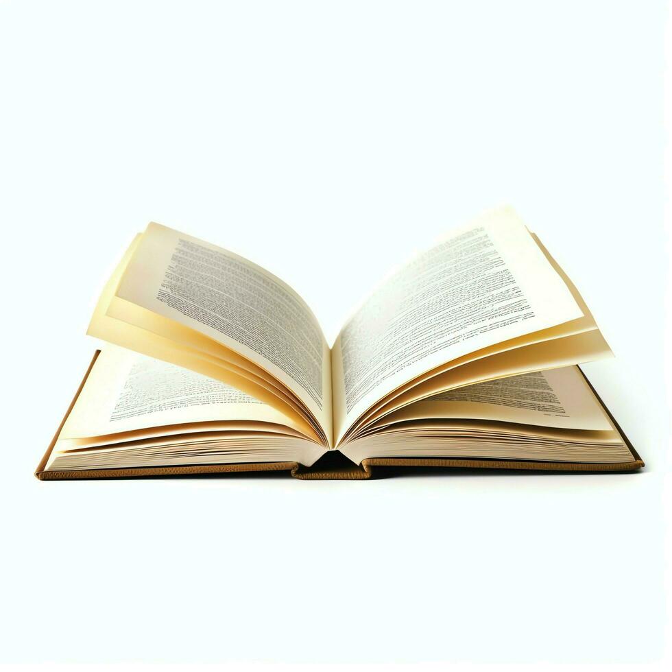 Overhead view of open book with empty blank white pages. Notebook composition for catalog, magazines concept by AI Generated photo