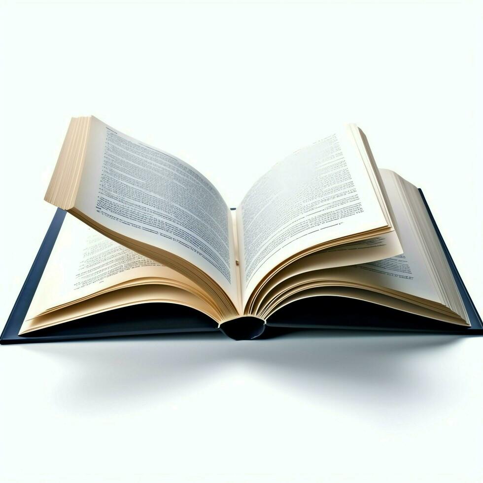 Overhead view of open book with empty blank white pages. Notebook composition for catalog, magazines concept by AI Generated photo
