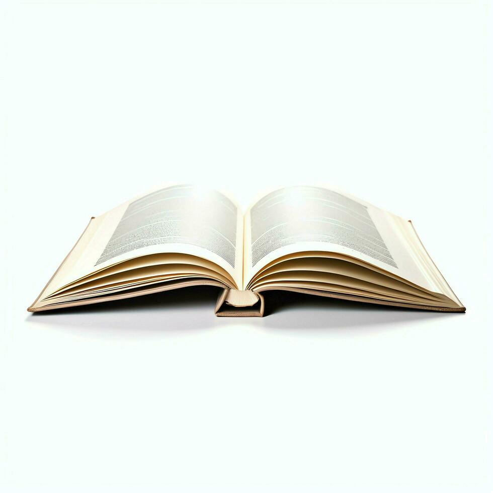 Overhead view of open book with empty blank white pages. Notebook composition for catalog, magazines concept by AI Generated photo
