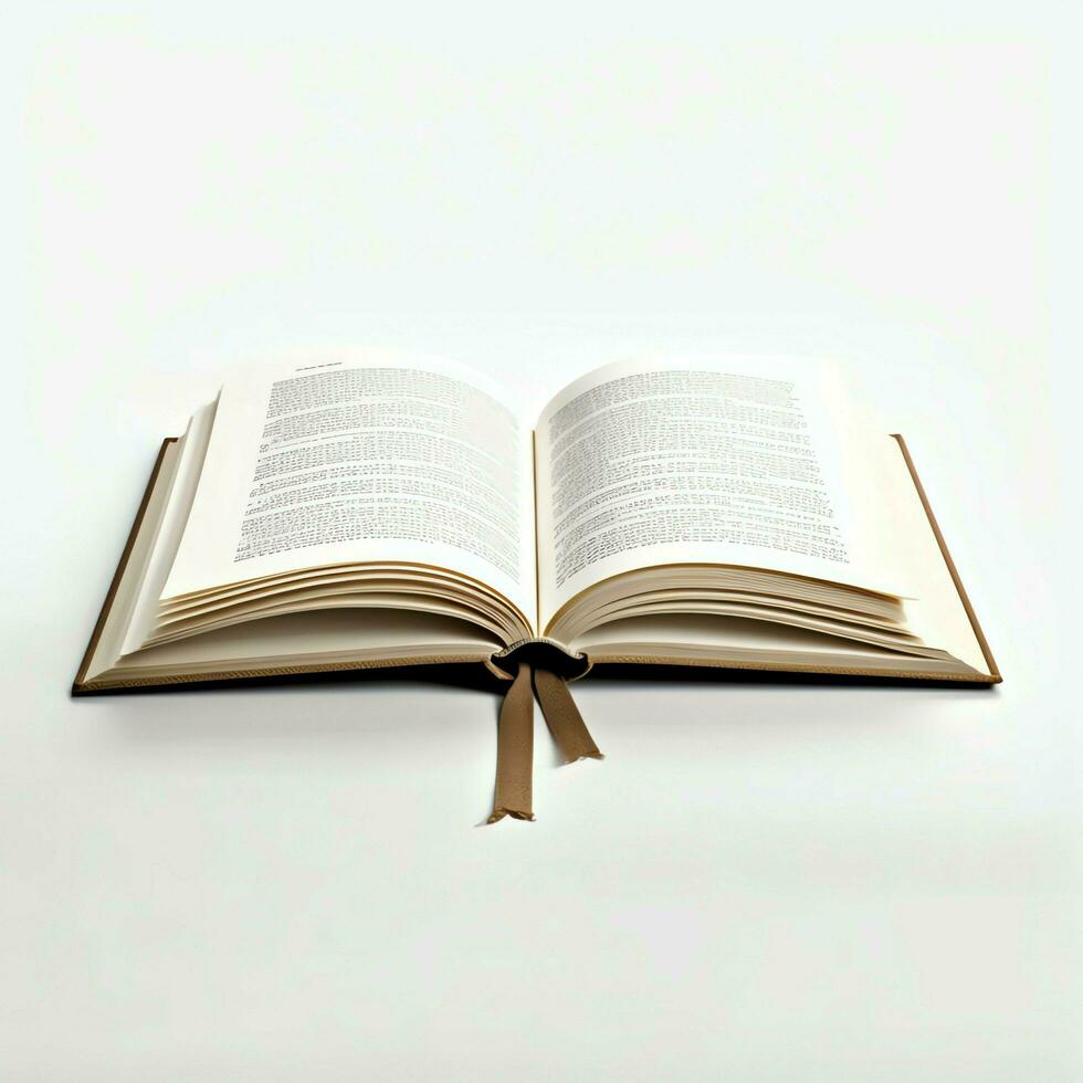 Overhead view of open book with empty blank white pages. Notebook composition for catalog, magazines concept by AI Generated photo