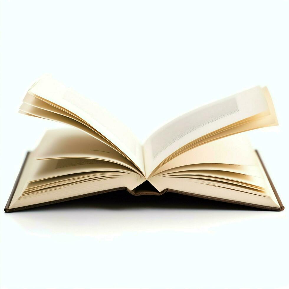 Overhead view of open book with empty blank white pages. Notebook composition for catalog, magazines concept by AI Generated photo