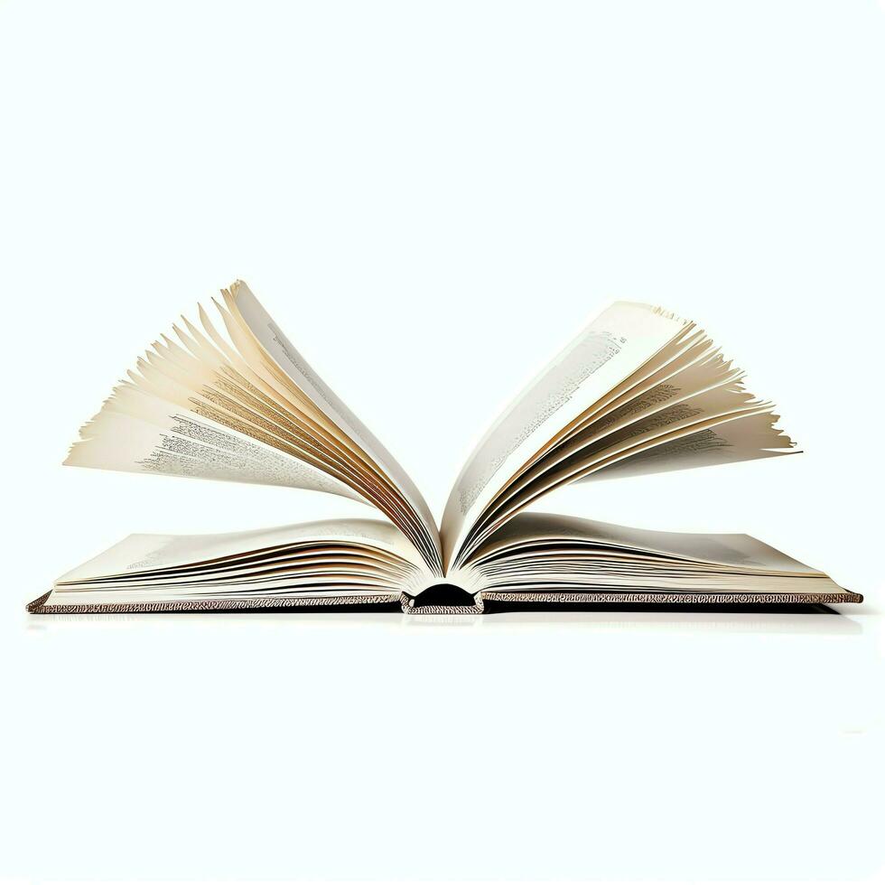 Overhead view of open book with empty blank white pages. Notebook composition for catalog, magazines concept by AI Generated photo