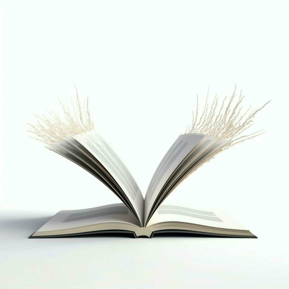 Overhead view of open book with empty blank white pages. Notebook composition for catalog, magazines concept by AI Generated photo