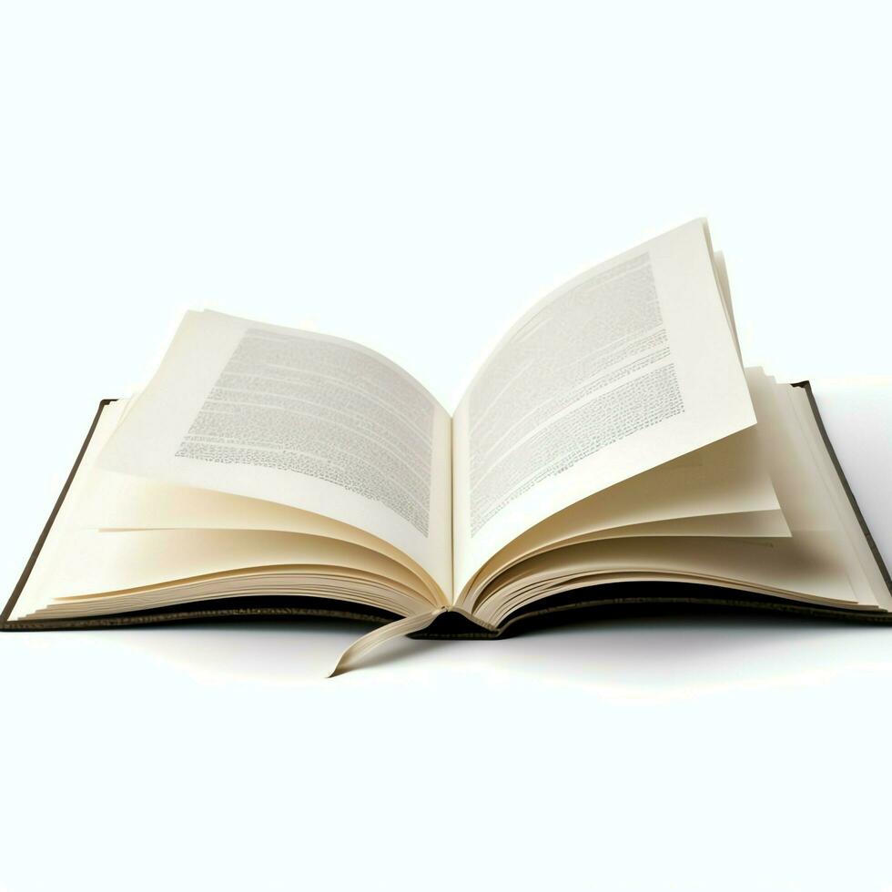 Overhead view of open book with empty blank white pages. Notebook composition for catalog, magazines concept by AI Generated photo