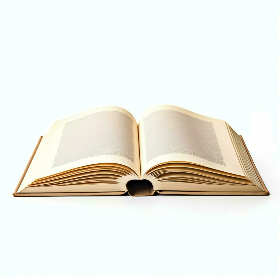 Overhead view of open book with empty blank white pages. Notebook composition for catalog, magazines concept by AI Generated photo