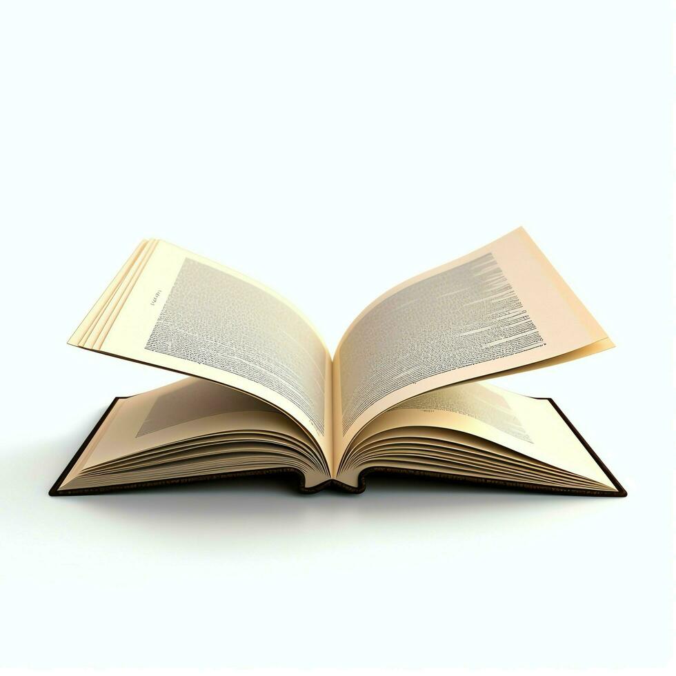 Overhead view of open book with empty blank white pages. Notebook composition for catalog, magazines concept by AI Generated photo