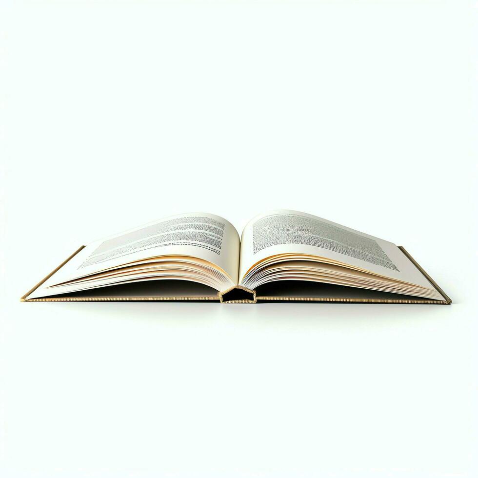 Overhead view of open book with empty blank white pages. Notebook composition for catalog, magazines concept by AI Generated photo