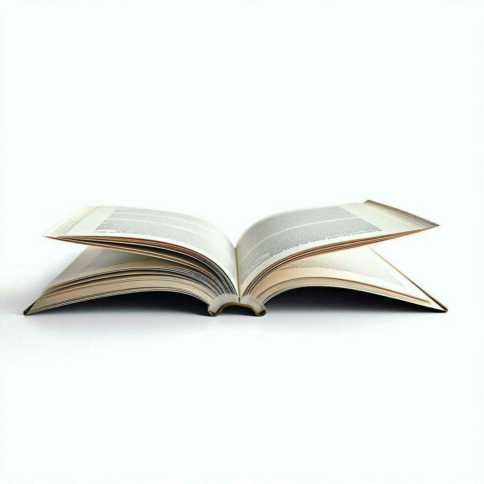 Overhead view of open book with empty blank white pages. Notebook composition for catalog, magazines concept by AI Generated photo