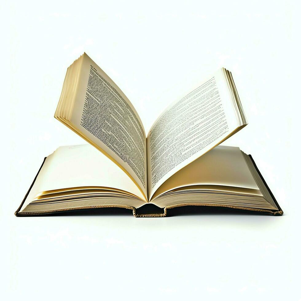 Overhead view of open book with empty blank white pages. Notebook composition for catalog, magazines concept by AI Generated photo