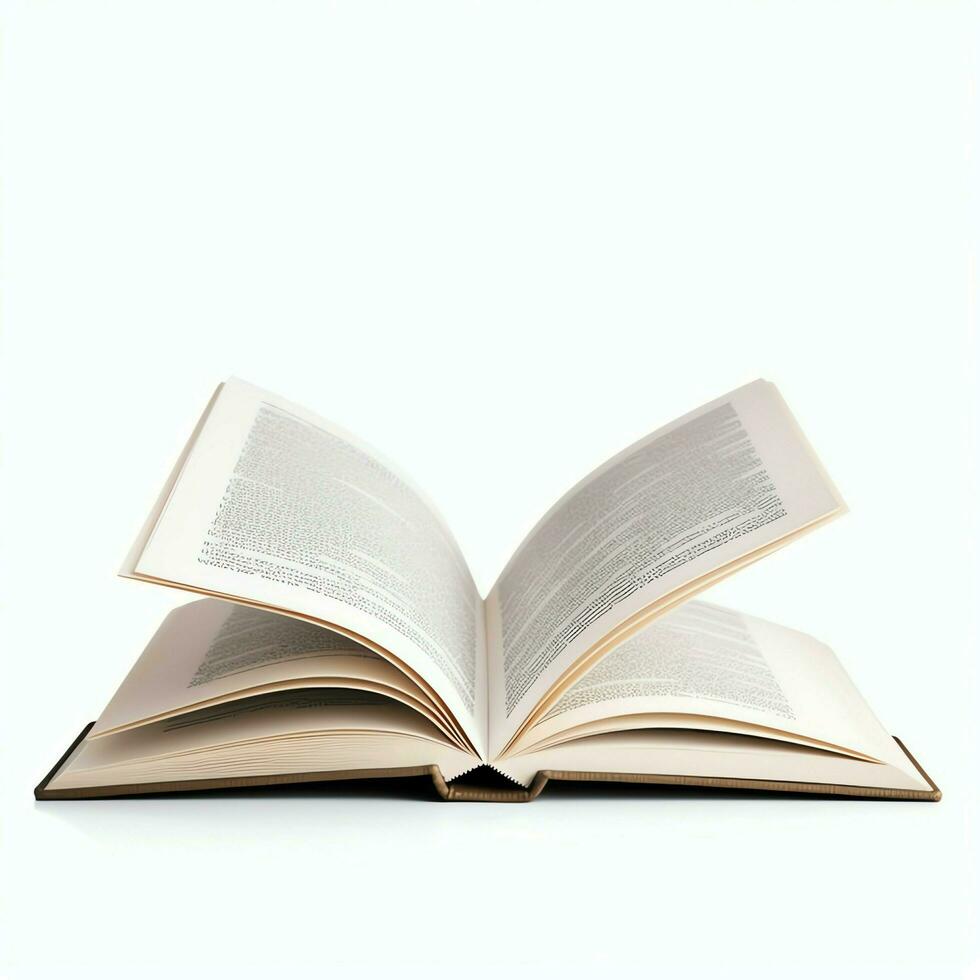 Overhead view of open book with empty blank white pages. Notebook composition for catalog, magazines concept by AI Generated photo