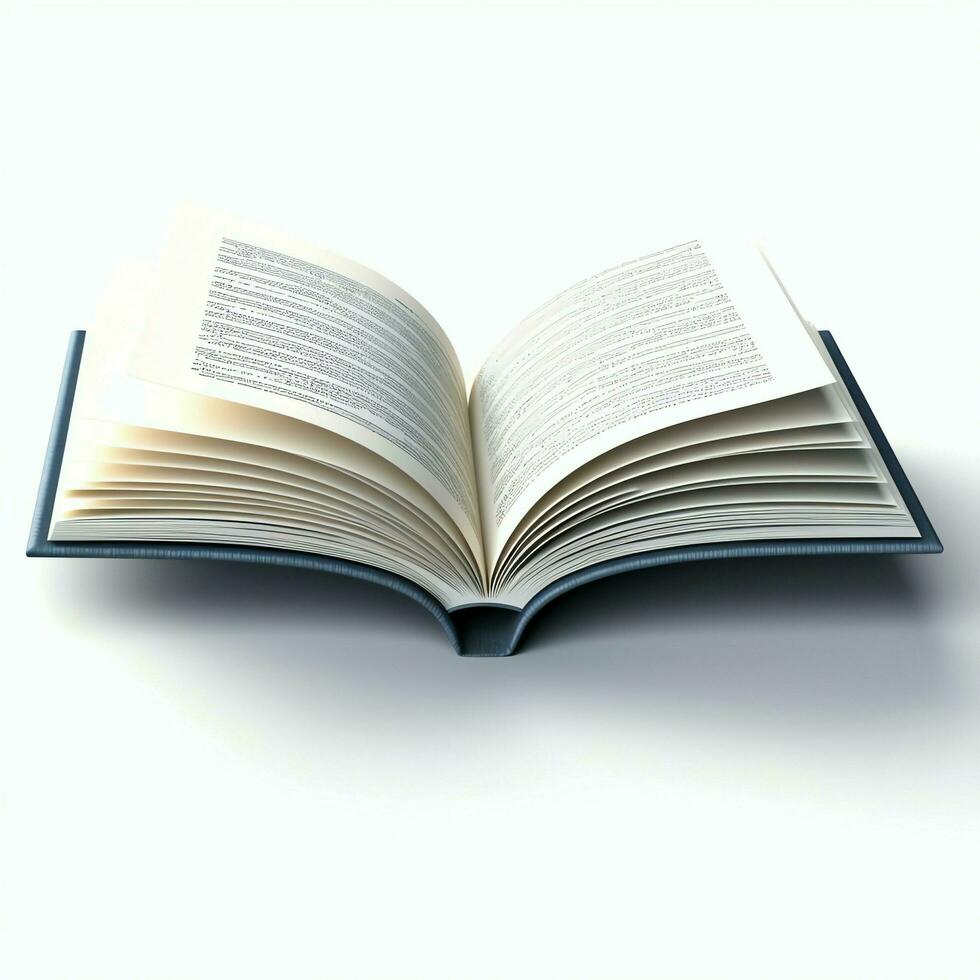 Overhead view of open book with empty blank white pages. Notebook composition for catalog, magazines concept by AI Generated photo