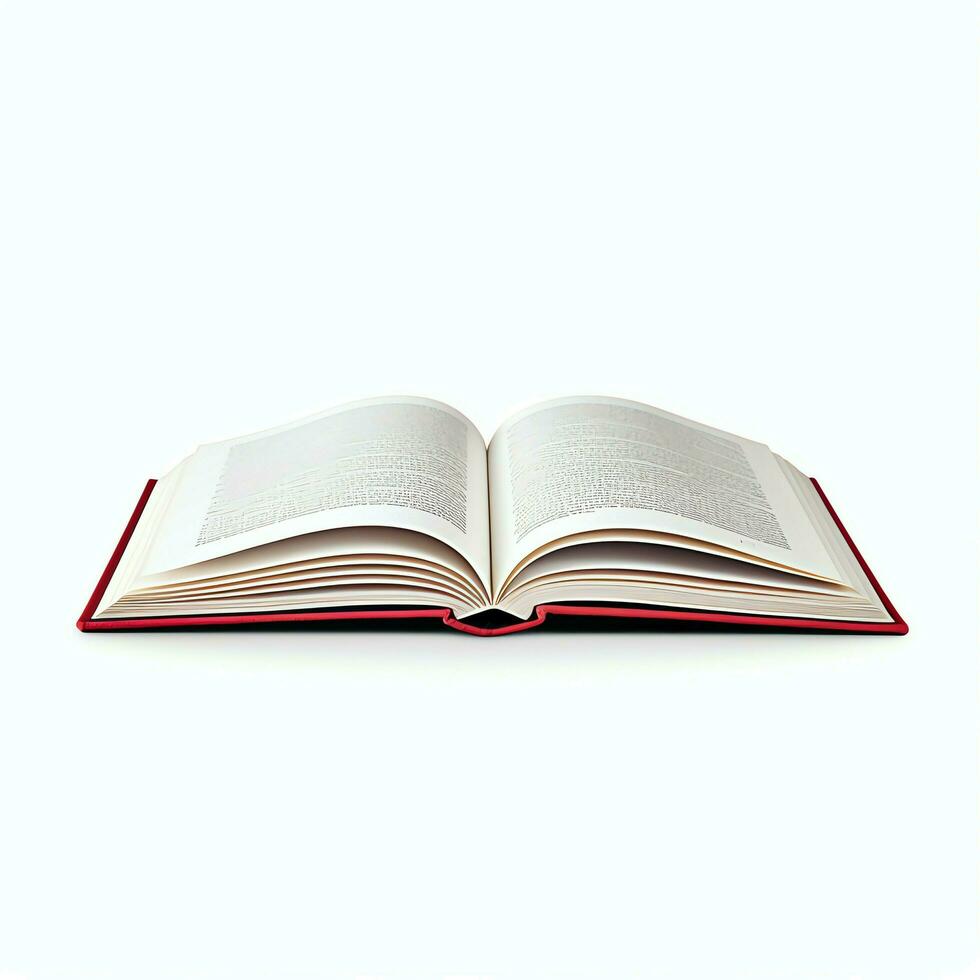 Overhead view of open book with empty blank white pages. Notebook composition for catalog, magazines concept by AI Generated photo