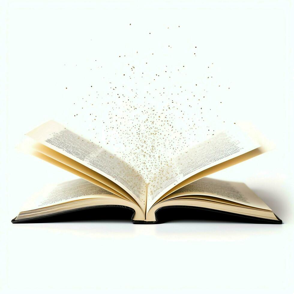 gastos generales ver de abierto libro con vacío blanco blanco paginas cuaderno composición para catalogar, revistas concepto por ai generado foto