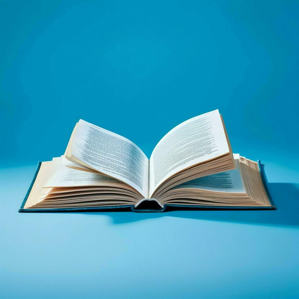 Overhead view of open book with empty blank white pages. Notebook composition for catalog, magazines concept by AI Generated photo