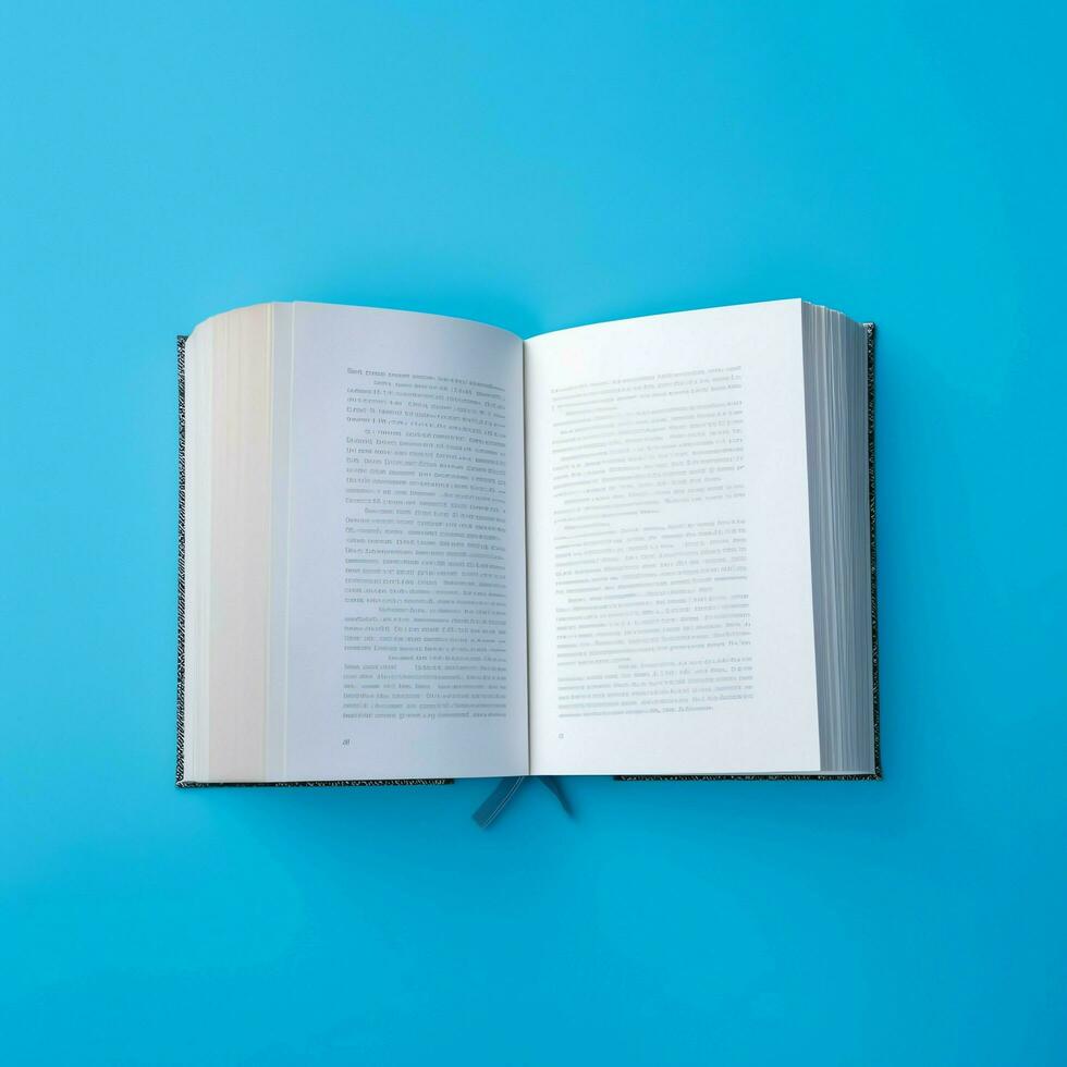 Overhead view of open book with empty blank white pages. Notebook composition for catalog, magazines concept by AI Generated photo
