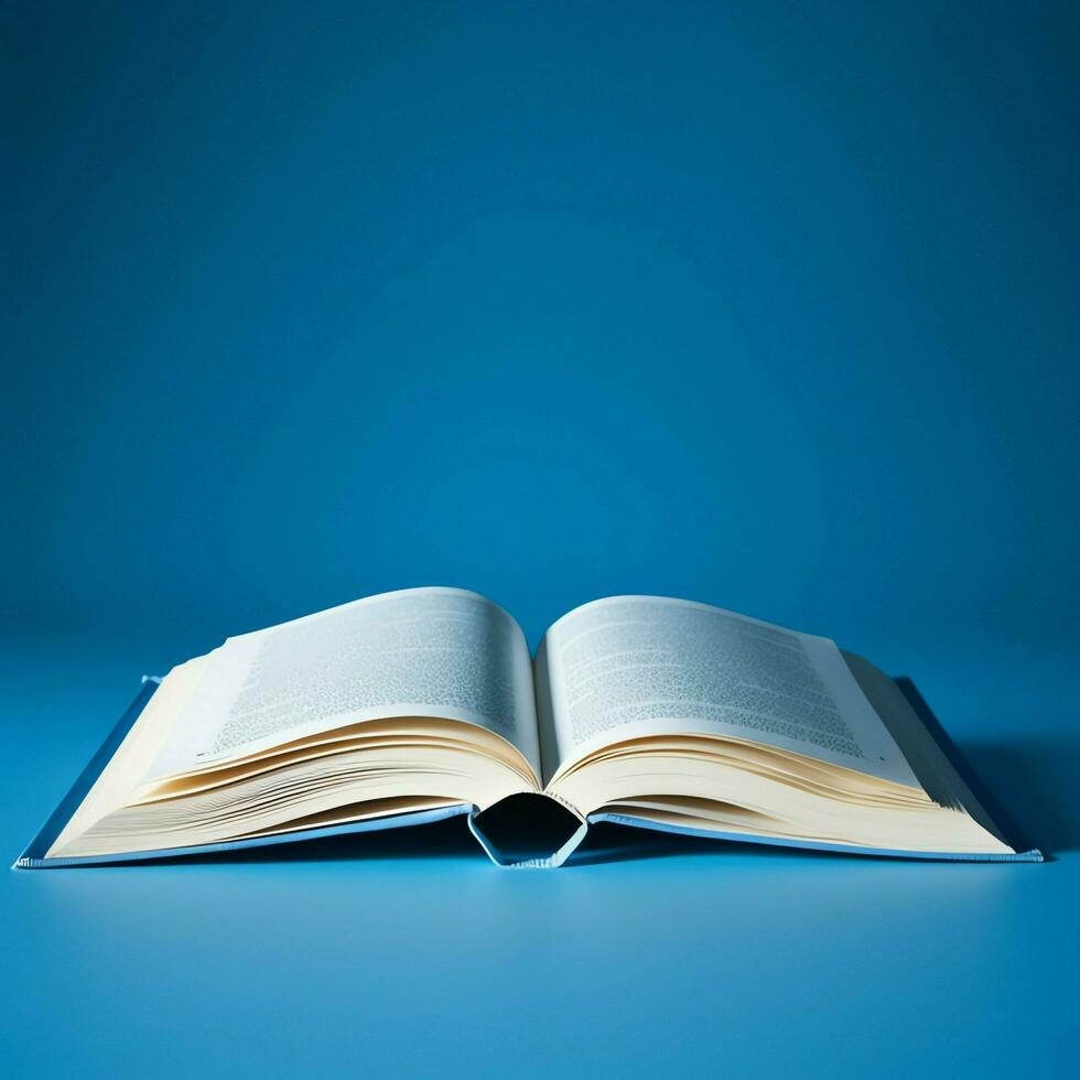 Overhead view of open book with empty blank white pages. Notebook composition for catalog, magazines concept by AI Generated photo