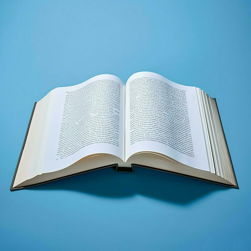 Overhead view of open book with empty blank white pages. Notebook composition for catalog, magazines concept by AI Generated photo