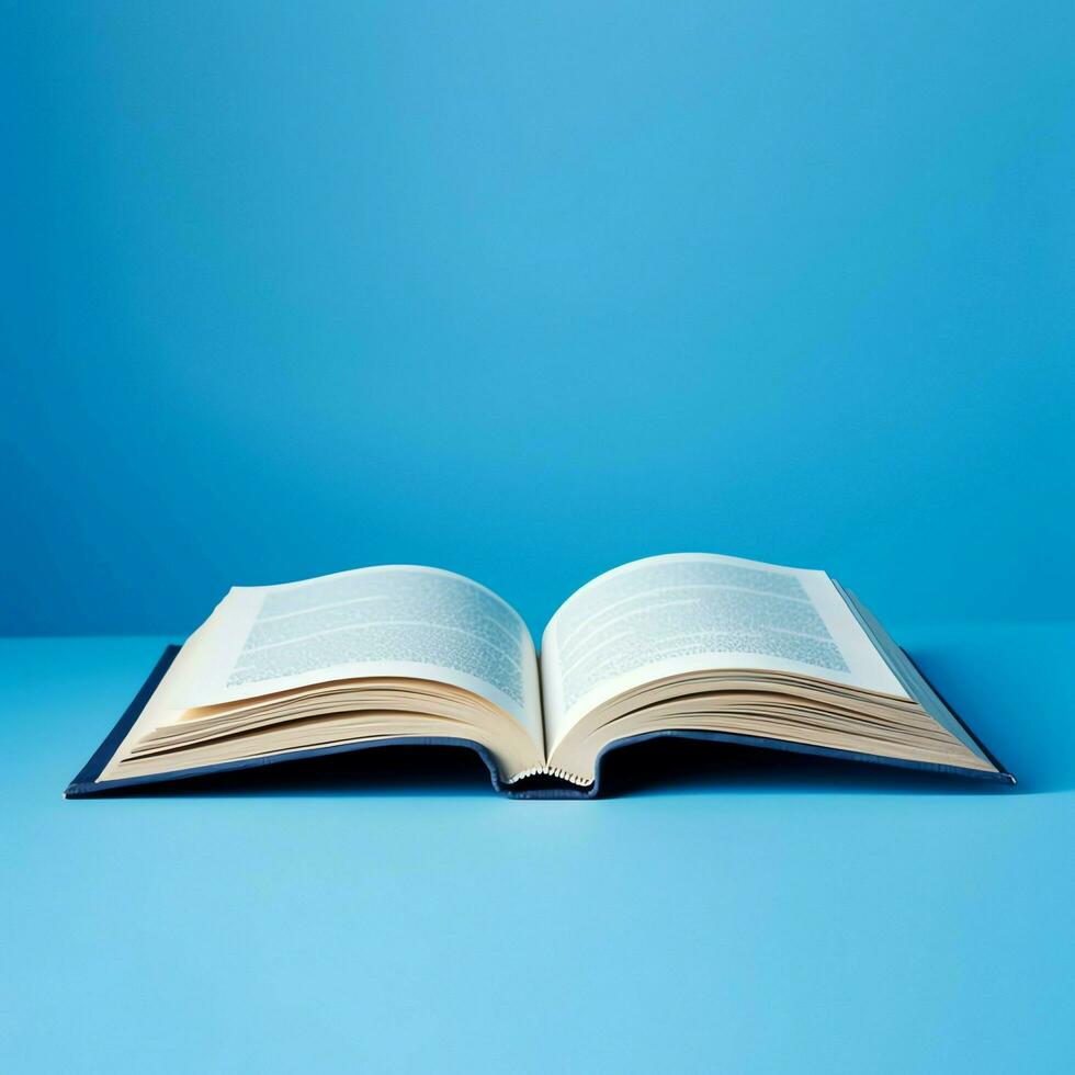 Overhead view of open book with empty blank white pages. Notebook composition for catalog, magazines concept by AI Generated photo