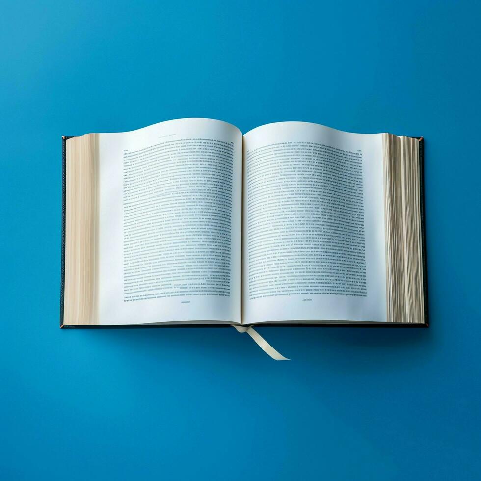 Overhead view of open book with empty blank white pages. Notebook composition for catalog, magazines concept by AI Generated photo