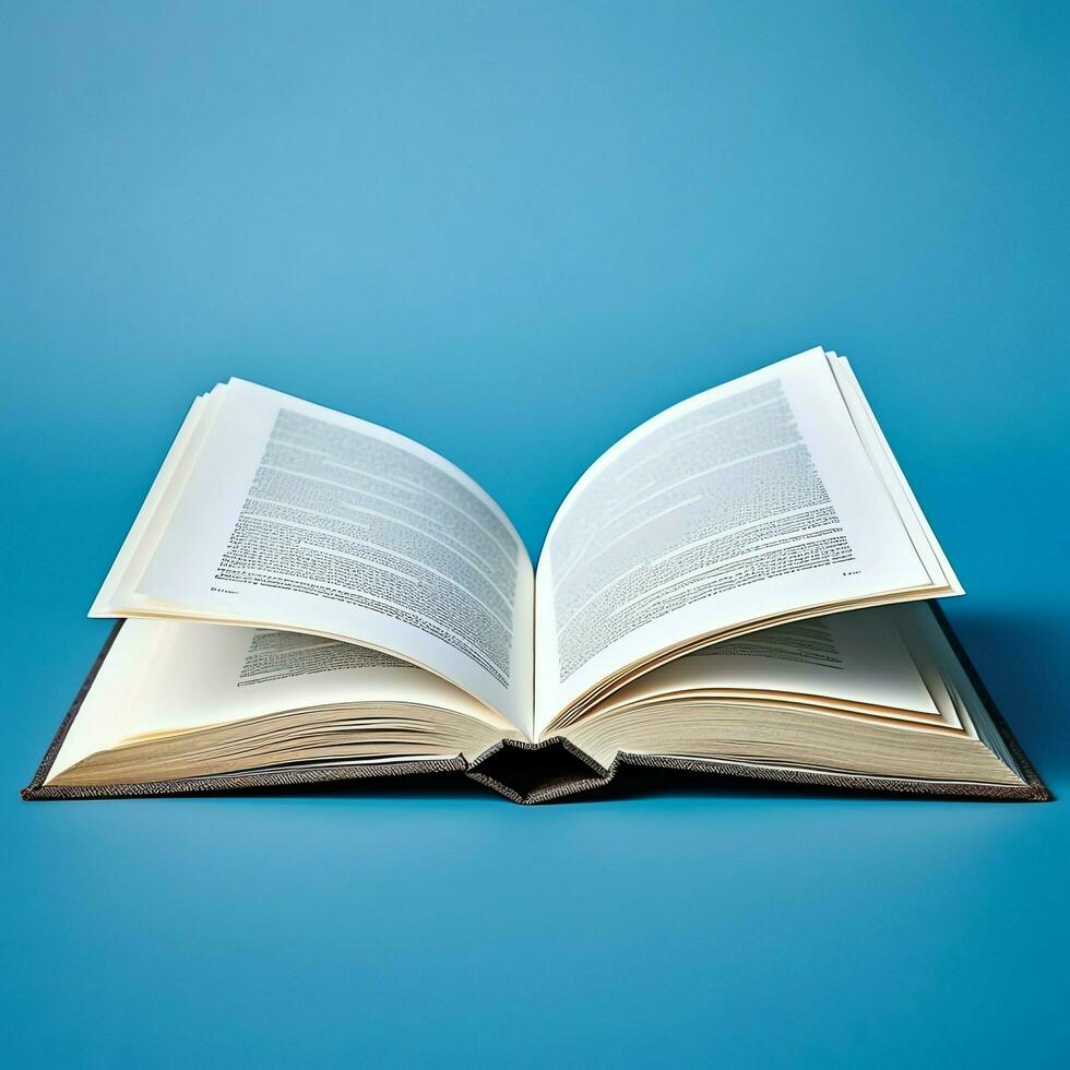 Overhead view of open book with empty blank white pages. Notebook composition for catalog, magazines concept by AI Generated photo