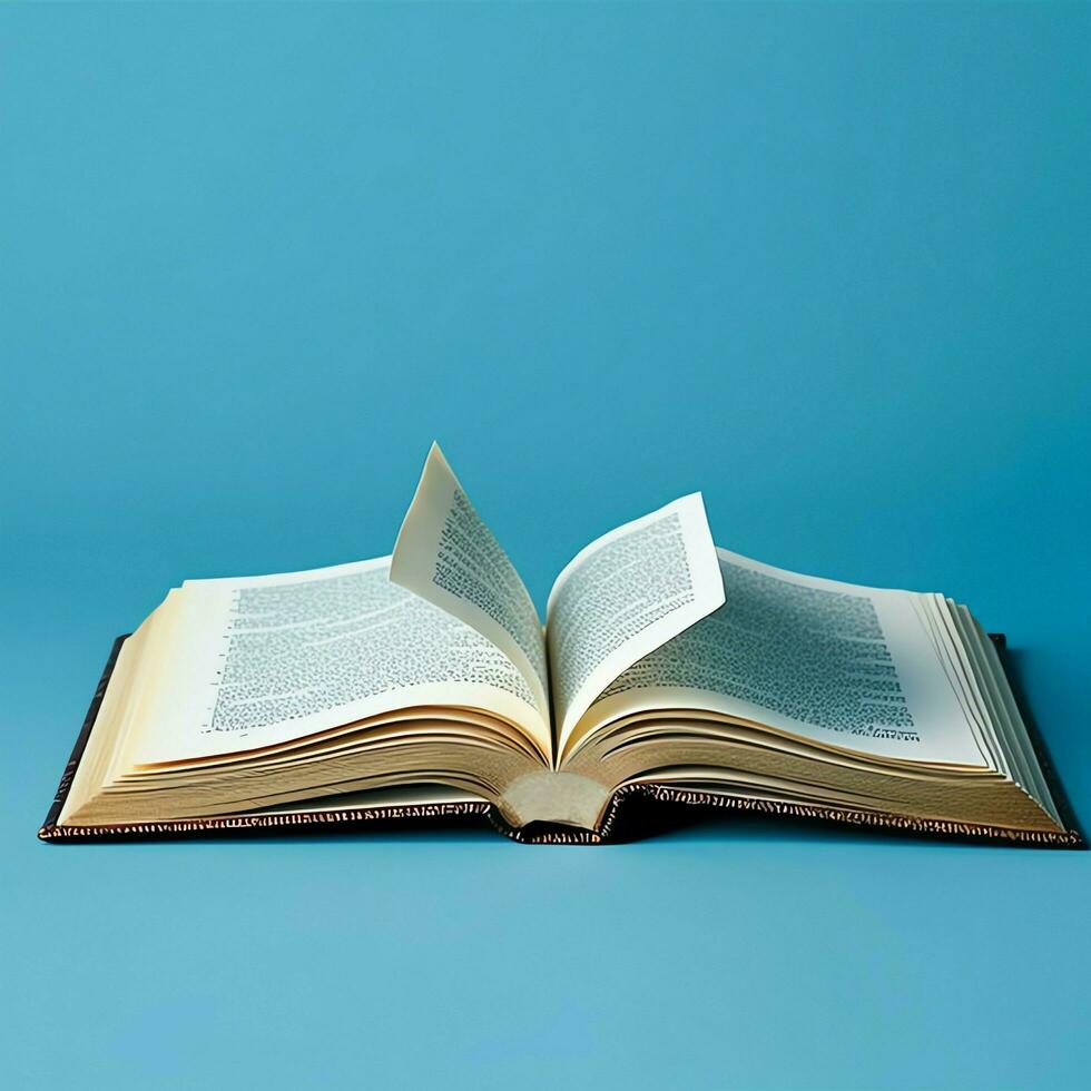 Overhead view of open book with empty blank white pages. Notebook composition for catalog, magazines concept by AI Generated photo