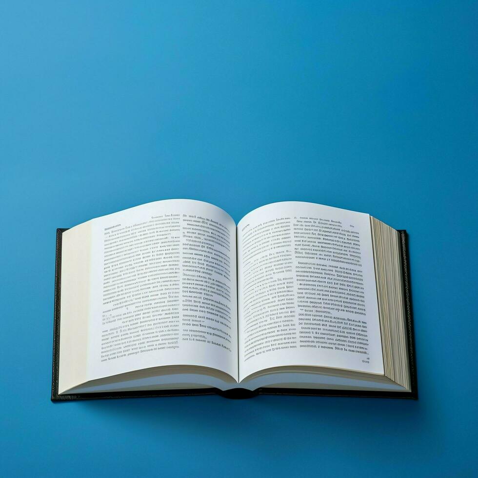 Overhead view of open book with empty blank white pages. Notebook composition for catalog, magazines concept by AI Generated photo