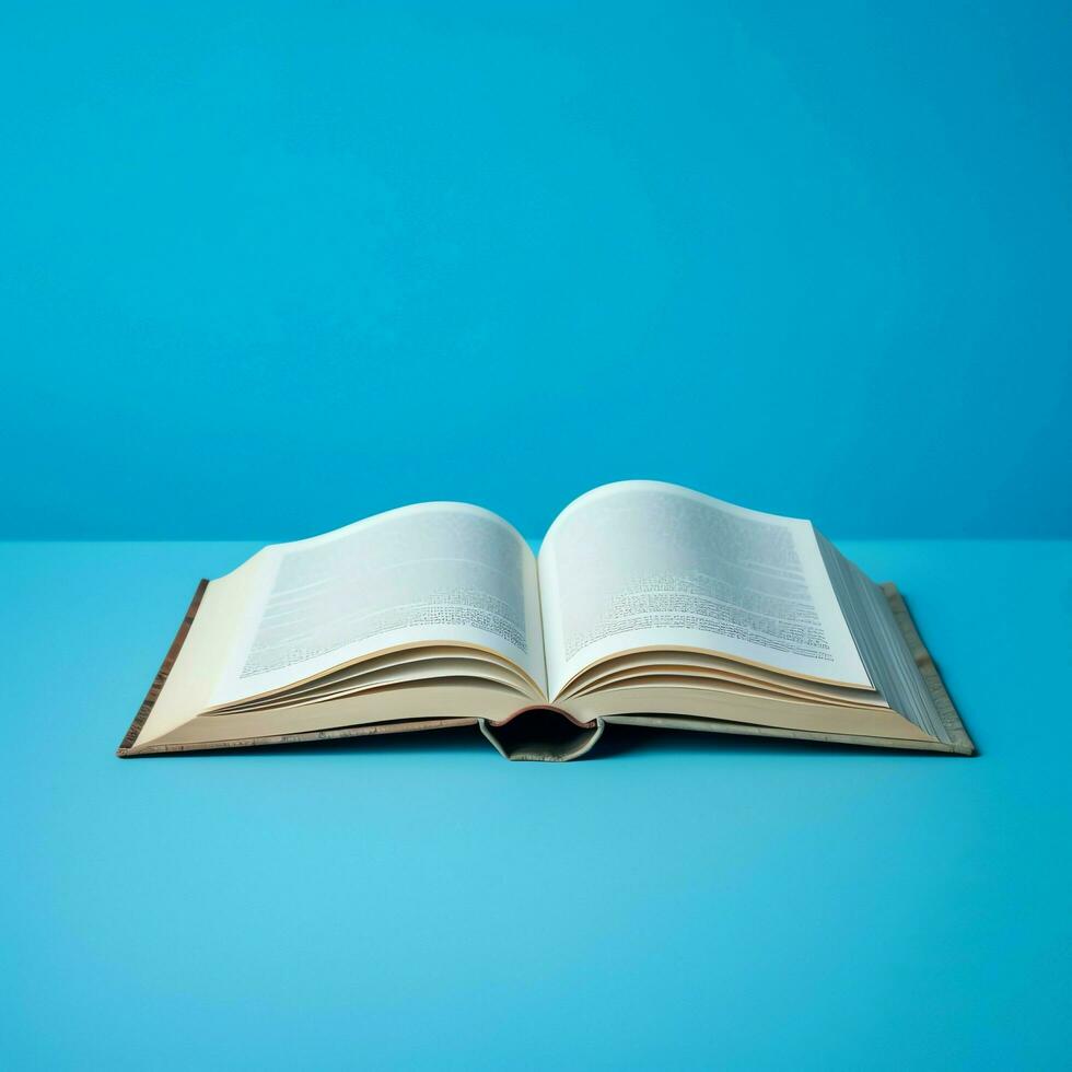 Overhead view of open book with empty blank white pages. Notebook composition for catalog, magazines concept by AI Generated photo