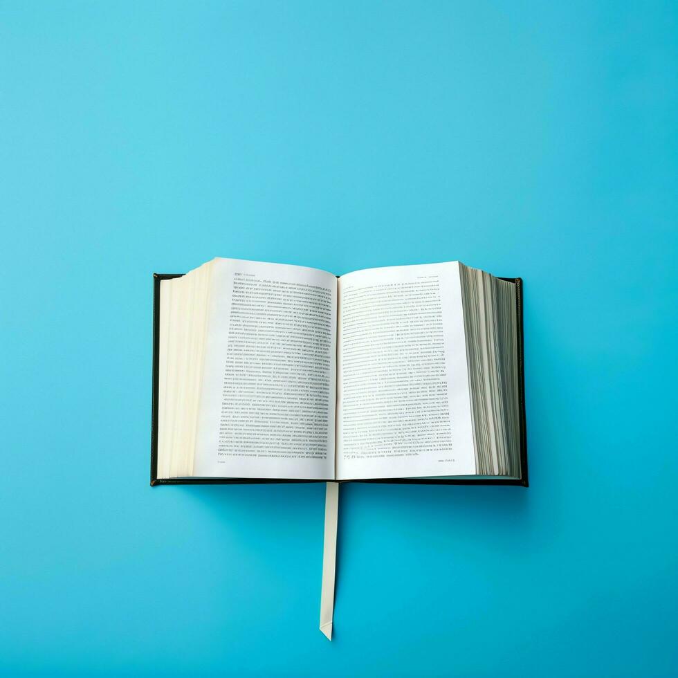 Overhead view of open book with empty blank white pages. Notebook composition for catalog, magazines concept by AI Generated photo
