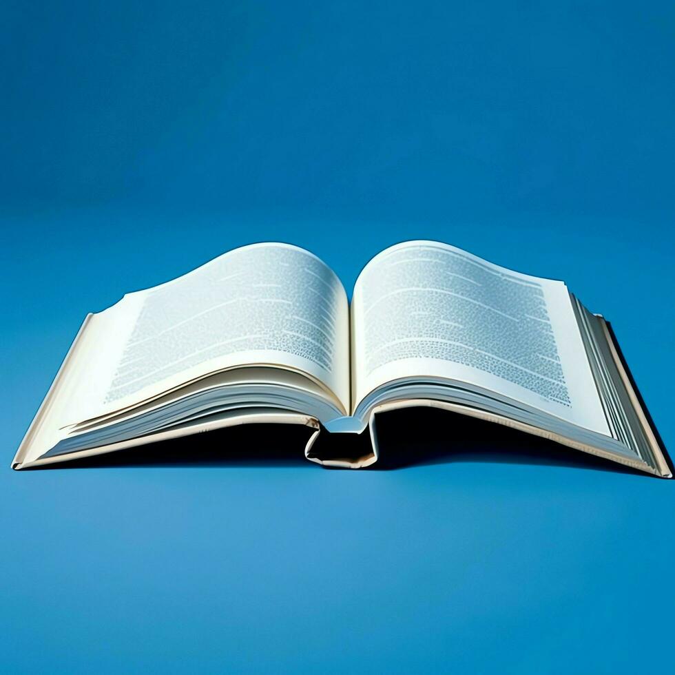 Overhead view of open book with empty blank white pages. Notebook composition for catalog, magazines concept by AI Generated photo