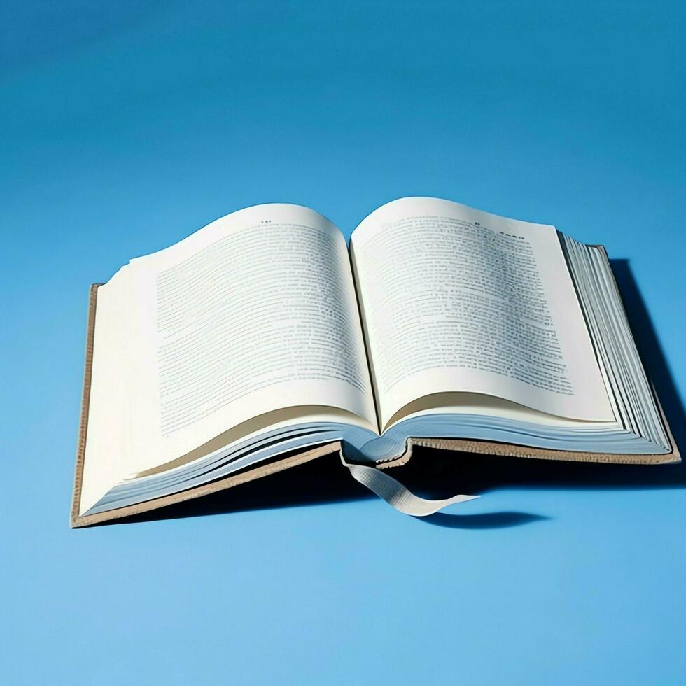 Overhead view of open book with empty blank white pages. Notebook composition for catalog, magazines concept by AI Generated photo