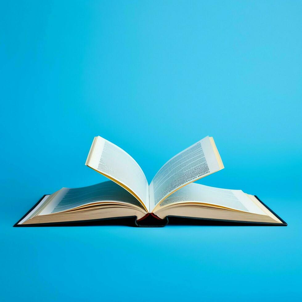Overhead view of open book with empty blank white pages. Notebook composition for catalog, magazines concept by AI Generated photo