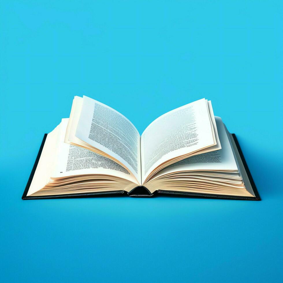 Overhead view of open book with empty blank white pages. Notebook composition for catalog, magazines concept by AI Generated photo