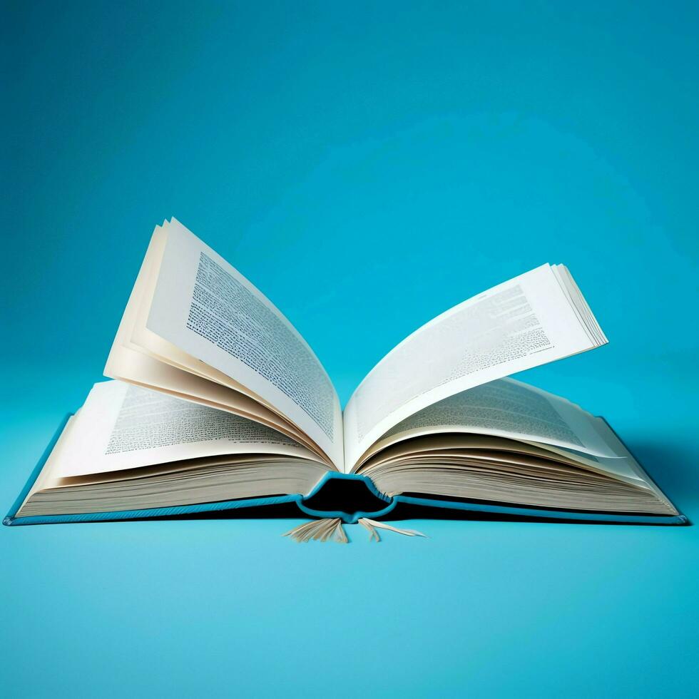 Overhead view of open book with empty blank white pages. Notebook composition for catalog, magazines concept by AI Generated photo