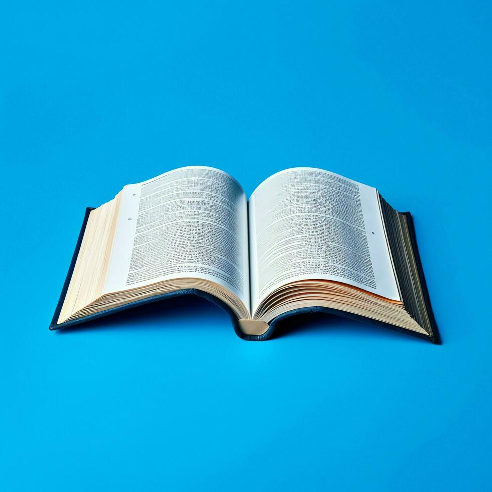 Overhead view of open book with empty blank white pages. Notebook composition for catalog, magazines concept by AI Generated photo