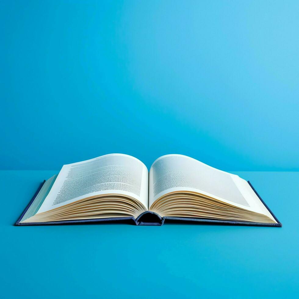 Overhead view of open book with empty blank white pages. Notebook composition for catalog, magazines concept by AI Generated photo