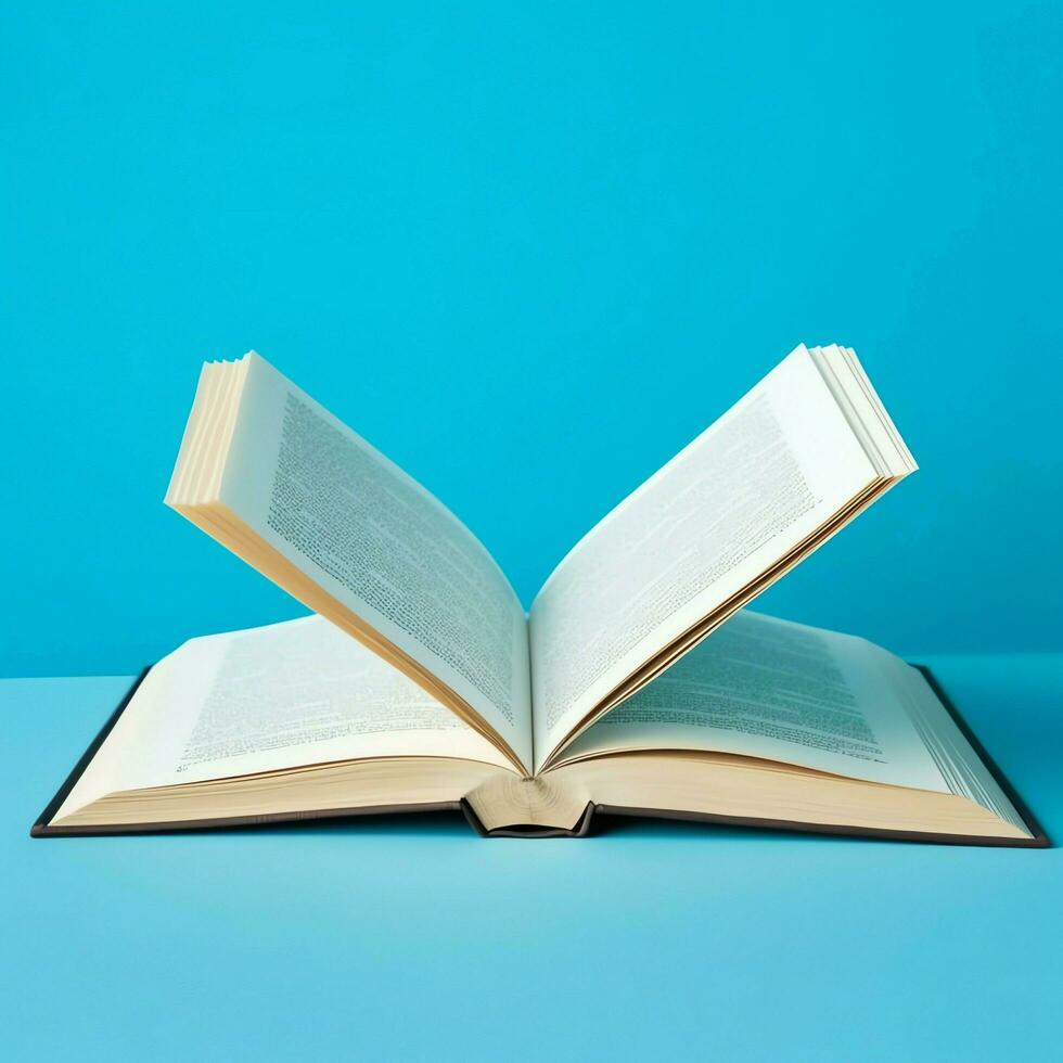 Overhead view of open book with empty blank white pages. Notebook composition for catalog, magazines concept by AI Generated photo