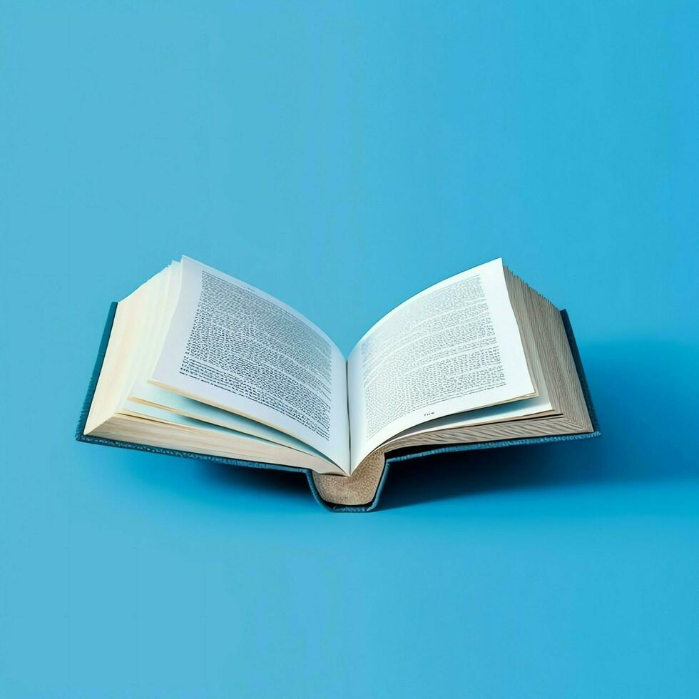 Overhead view of open book with empty blank white pages. Notebook composition for catalog, magazines concept by AI Generated photo