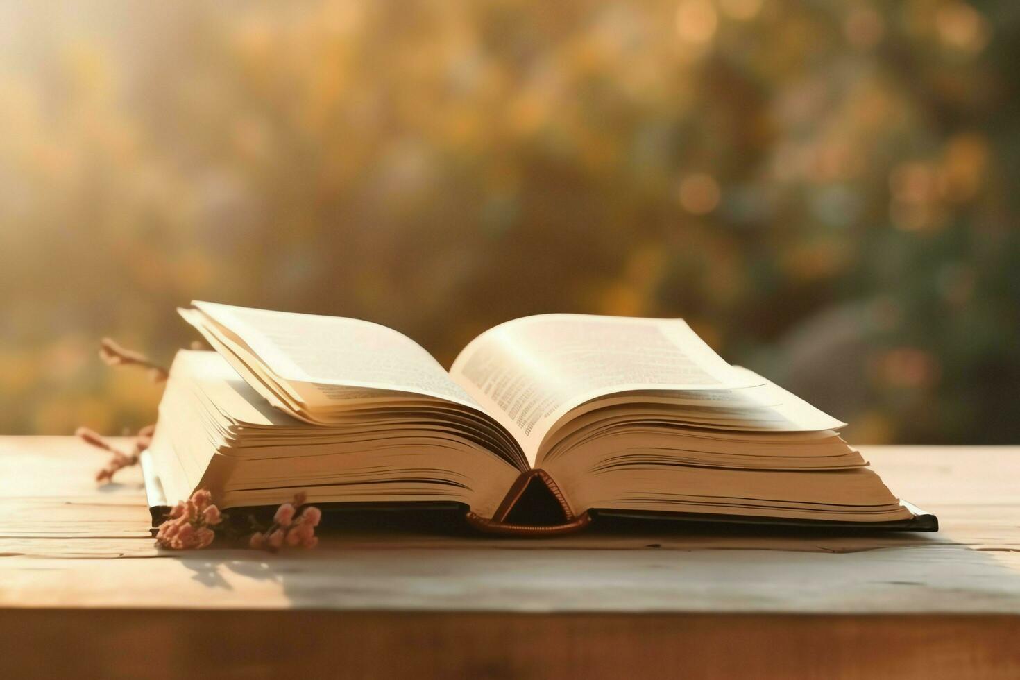 Overhead view of open book with empty blank white pages. Notebook composition for catalog, magazines concept by AI Generated photo
