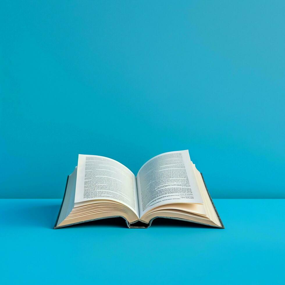 Overhead view of open book with empty blank white pages. Notebook composition for catalog, magazines concept by AI Generated photo