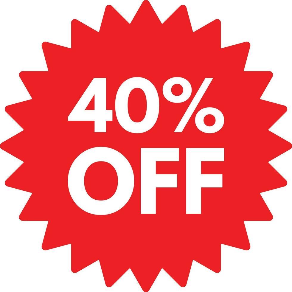 40 off icon . Discount Label up to 40 off . Vector illustration