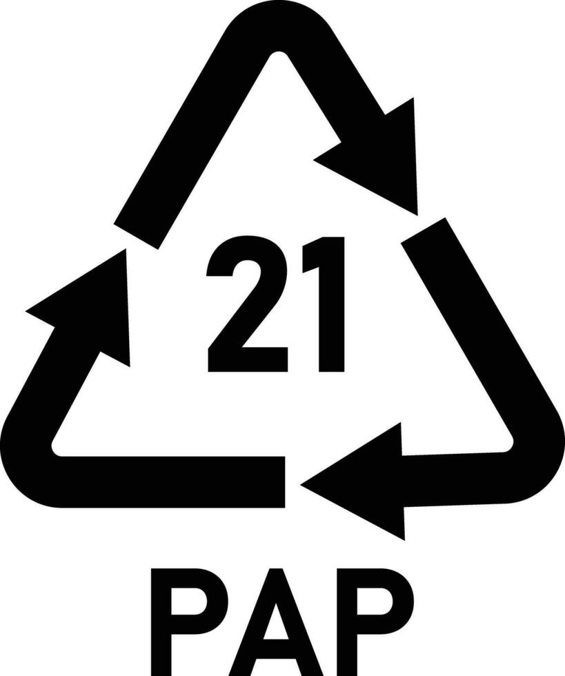 paper recycling symbol PAP 21 vector isolated on white background
