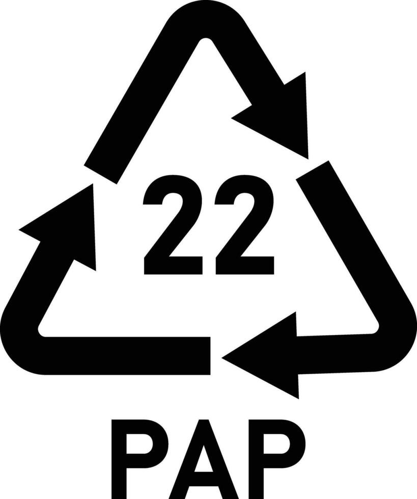 paper recycling symbol PAP 22 vector isolated on white background